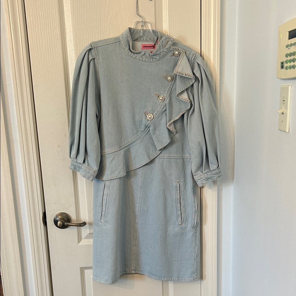 NWT Custommade Denim Dress with Ruffle Detail